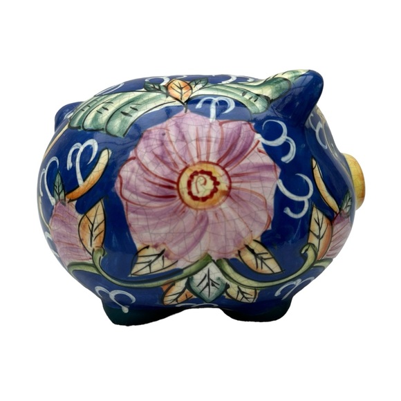 Floral Painted Piggy Bank - Picture 2 of 7